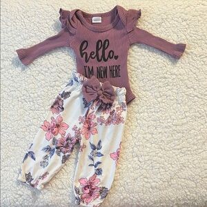 Purple and Floral Baby Outfit